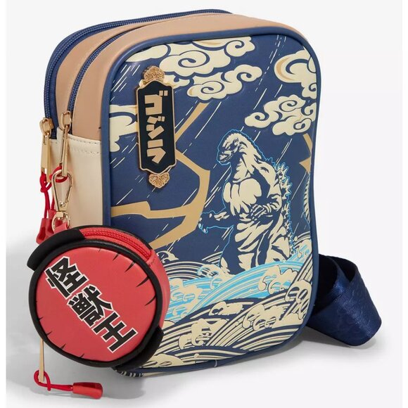 Godzilla Sea Storm Tonal Crossbody Bag with Coin Purse - NEW - Picture 3 of 3